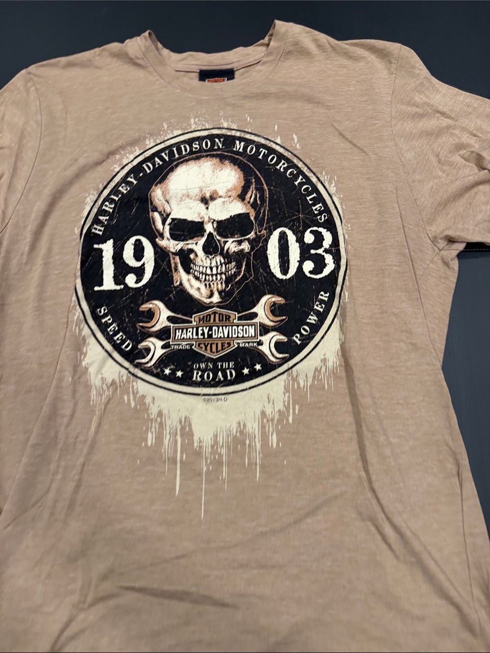 Harley-Davidson Tan Skull Graphic Short Sleeve Tee